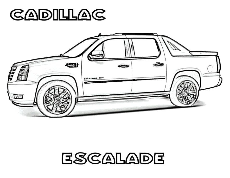 Cadillac boyama sayfası – çizgi film temalı, basit çizim