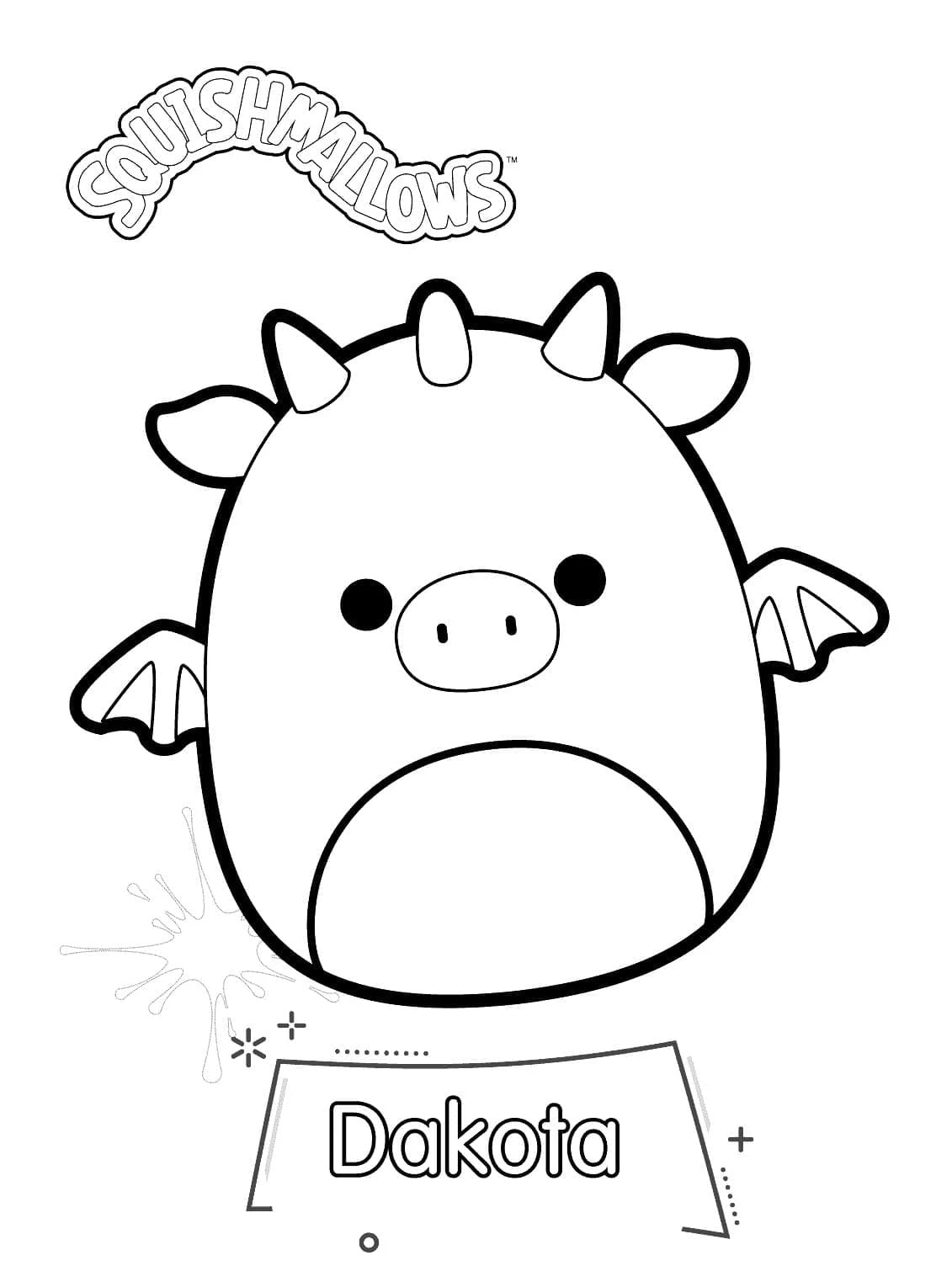 Squishmallow boyama sayfası – sanatsal çalışma, çocuklar için