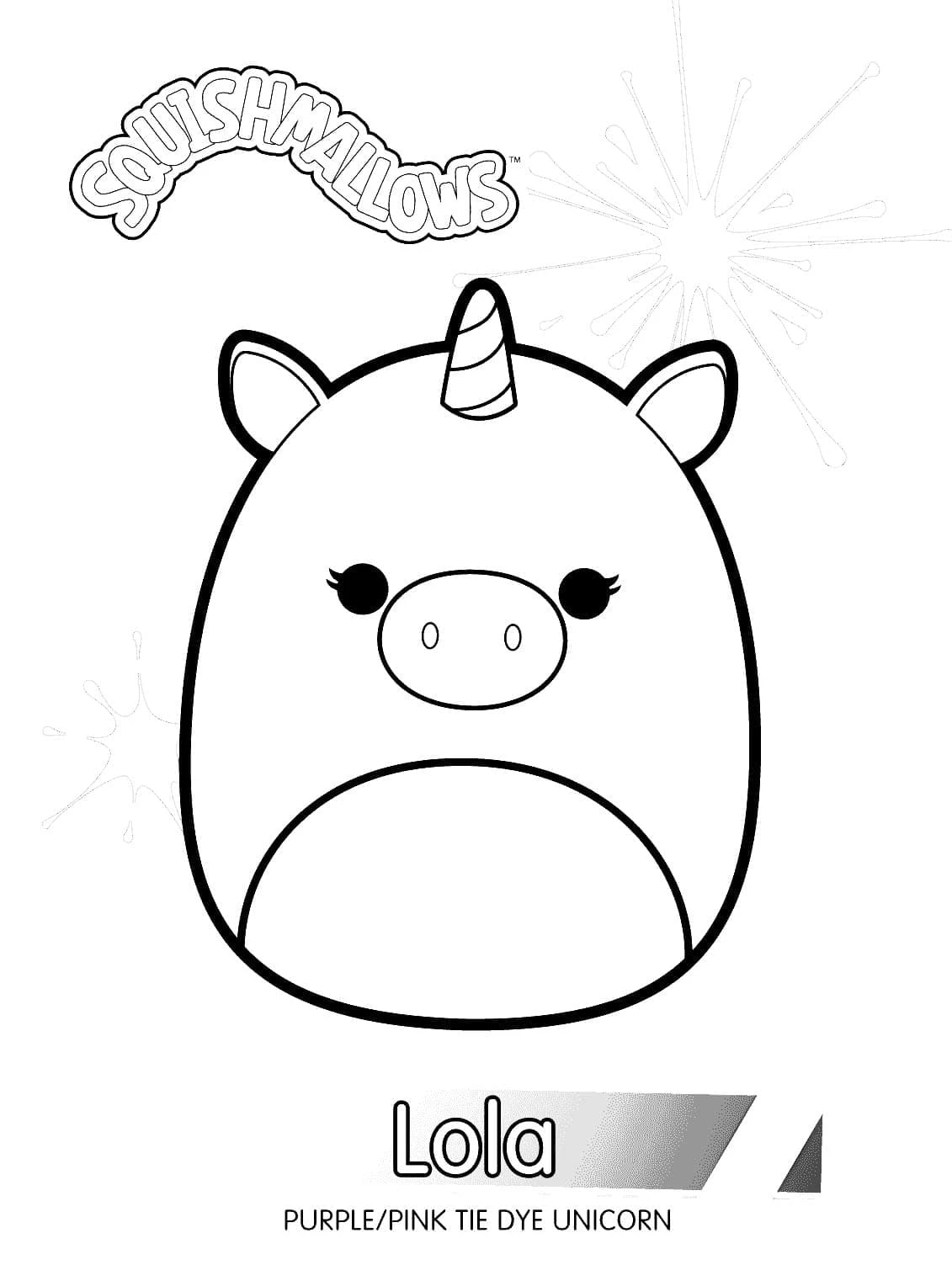 Squishmallow boyama sayfası – sevimli karakter, sanatsal çalışma