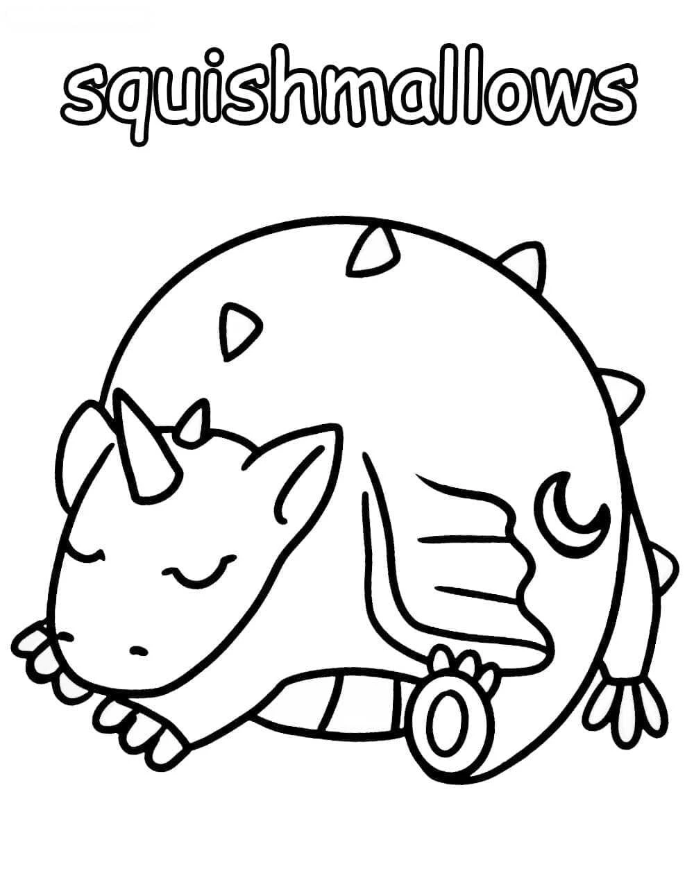 Squishmallow boyama sayfası – kolay boyama, eğitici aktivite