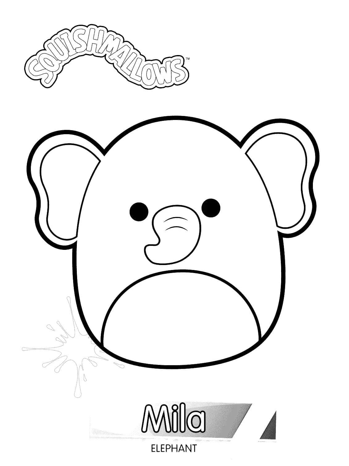 Squishmallow boyama sayfası – sanatsal çalışma, çocuklar için