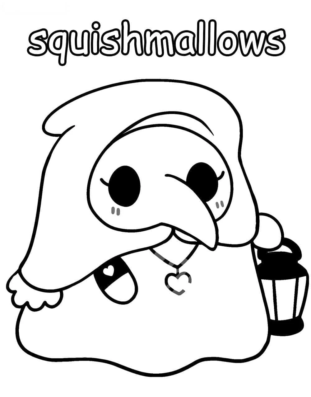 Squishmallow boyama sayfası – basit çizim, kolay boyama