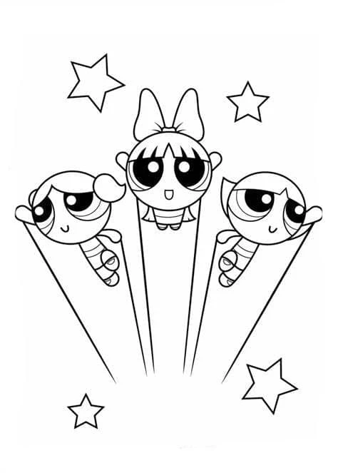 Powerpuff Girls boyama sayfası #11 – kolay boyama, eğitici aktivite