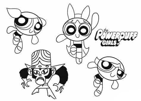 Powerpuff Girls boyama sayfası #13 – yaratıcılığı geliştirir, keyifli zaman