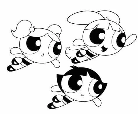 Powerpuff Girls boyama sayfası #17 – çizgi film temalı, basit çizim