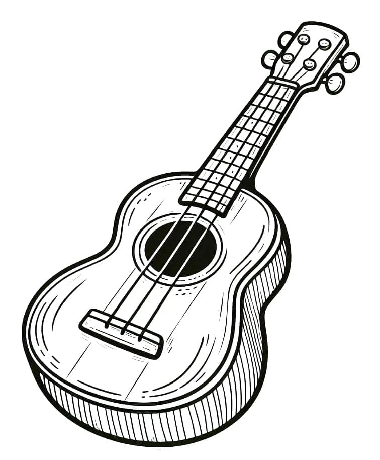 Ukulele boyama sayfası – evde etkinlik, ücretsiz yazdır