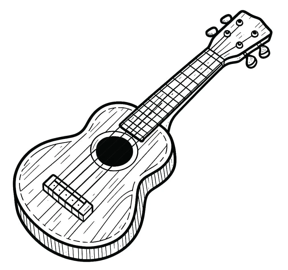 Ukulele boyama sayfası – boyama çalışması, yaratıcılığı geliştirir
