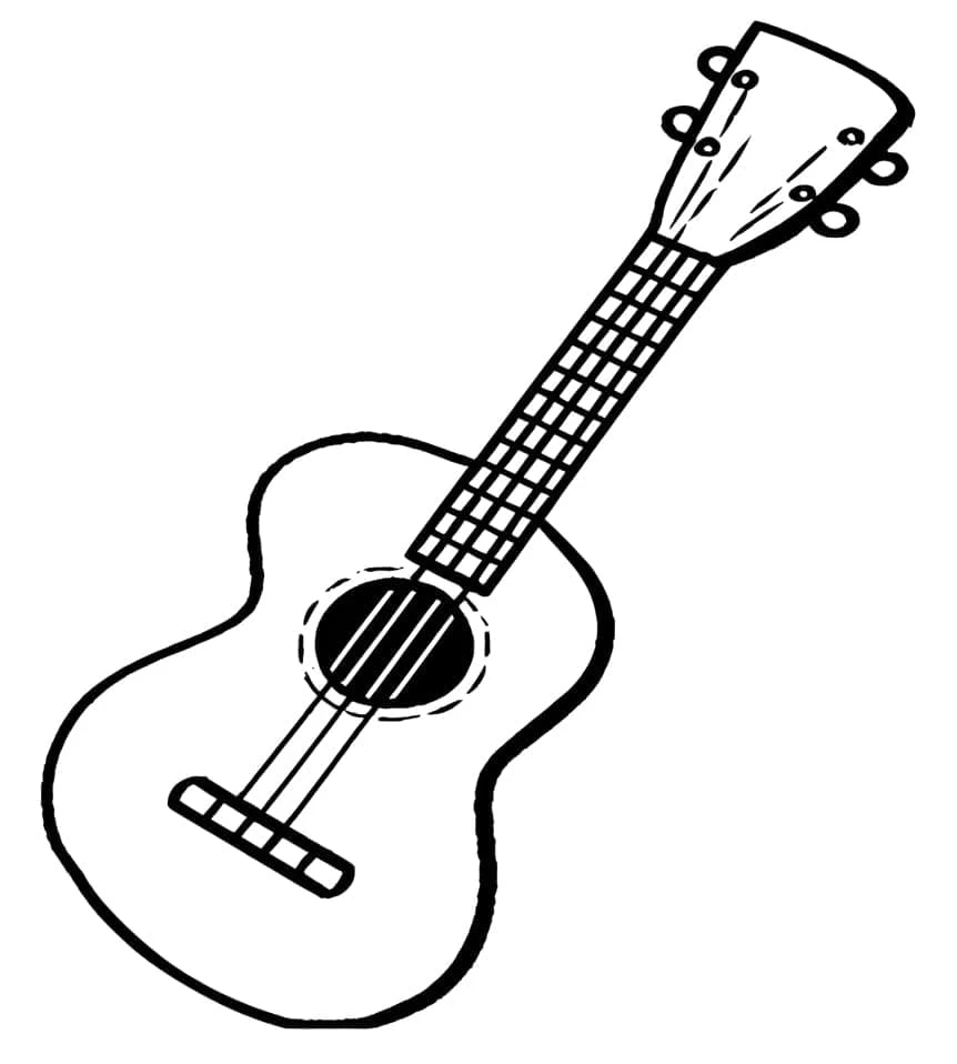 Ukulele boyama sayfası – eğlenceli etkinlik, el becerilerini geliştirir