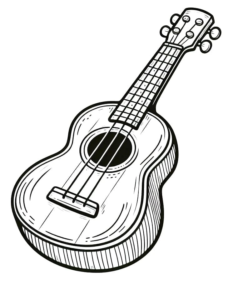 Ukulele boyama sayfası – boyama etkinliği, çocuk aktivitesi
