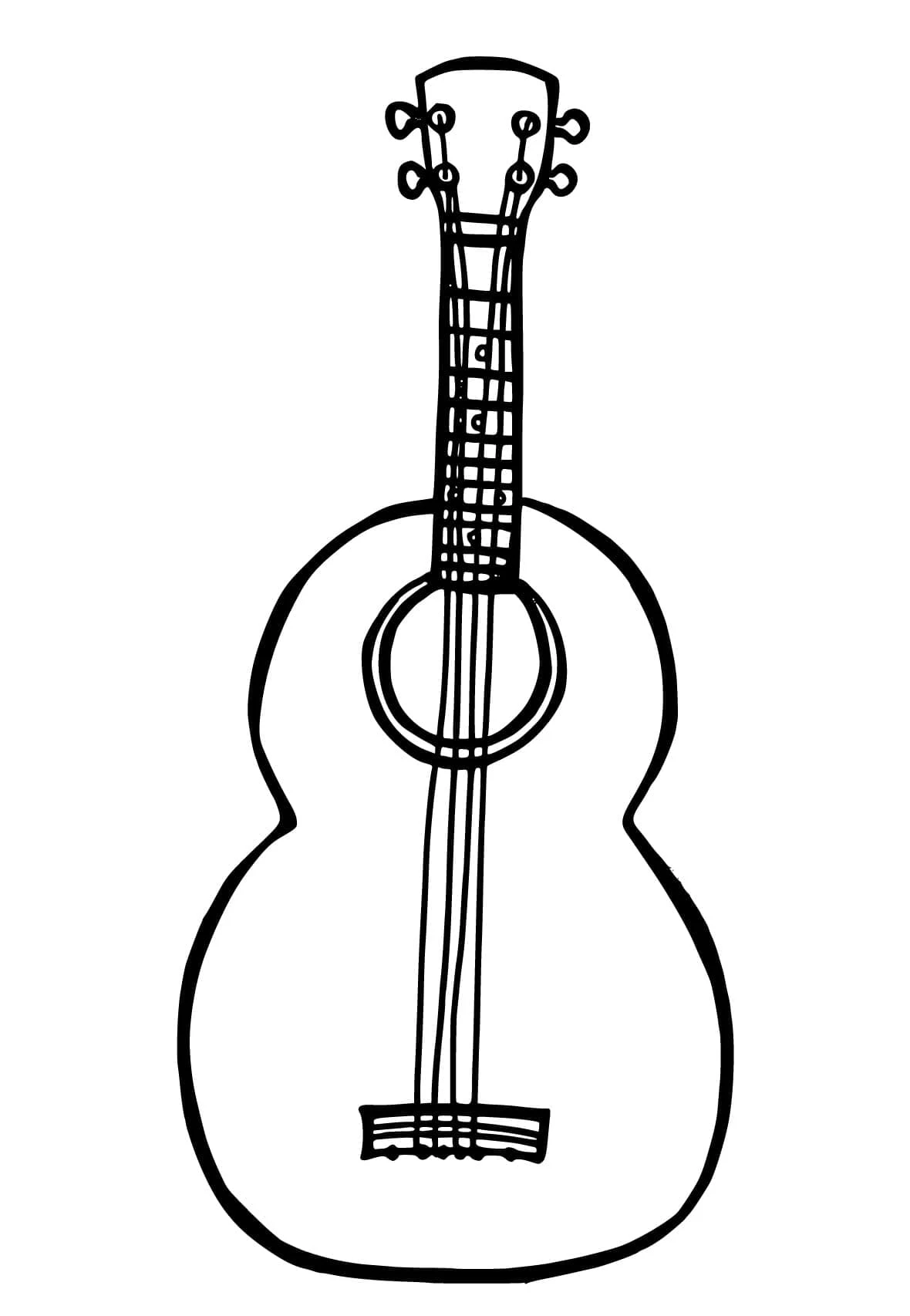 Ukulele boyama sayfası – sevimli karakter, sanatsal çalışma