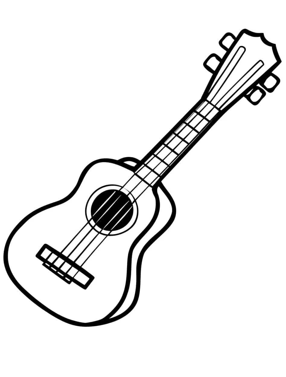 Ukulele boyama sayfası – eğitici aktivite, yaratıcılık