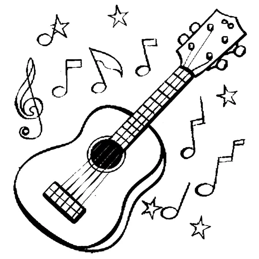 Ukulele boyama sayfası – el becerilerini geliştirir, boyama çalışması