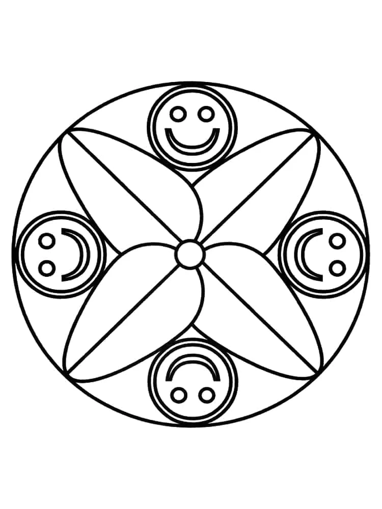 Basit Mandala boyama sayfası – çocuk aktivitesi, PDF indir