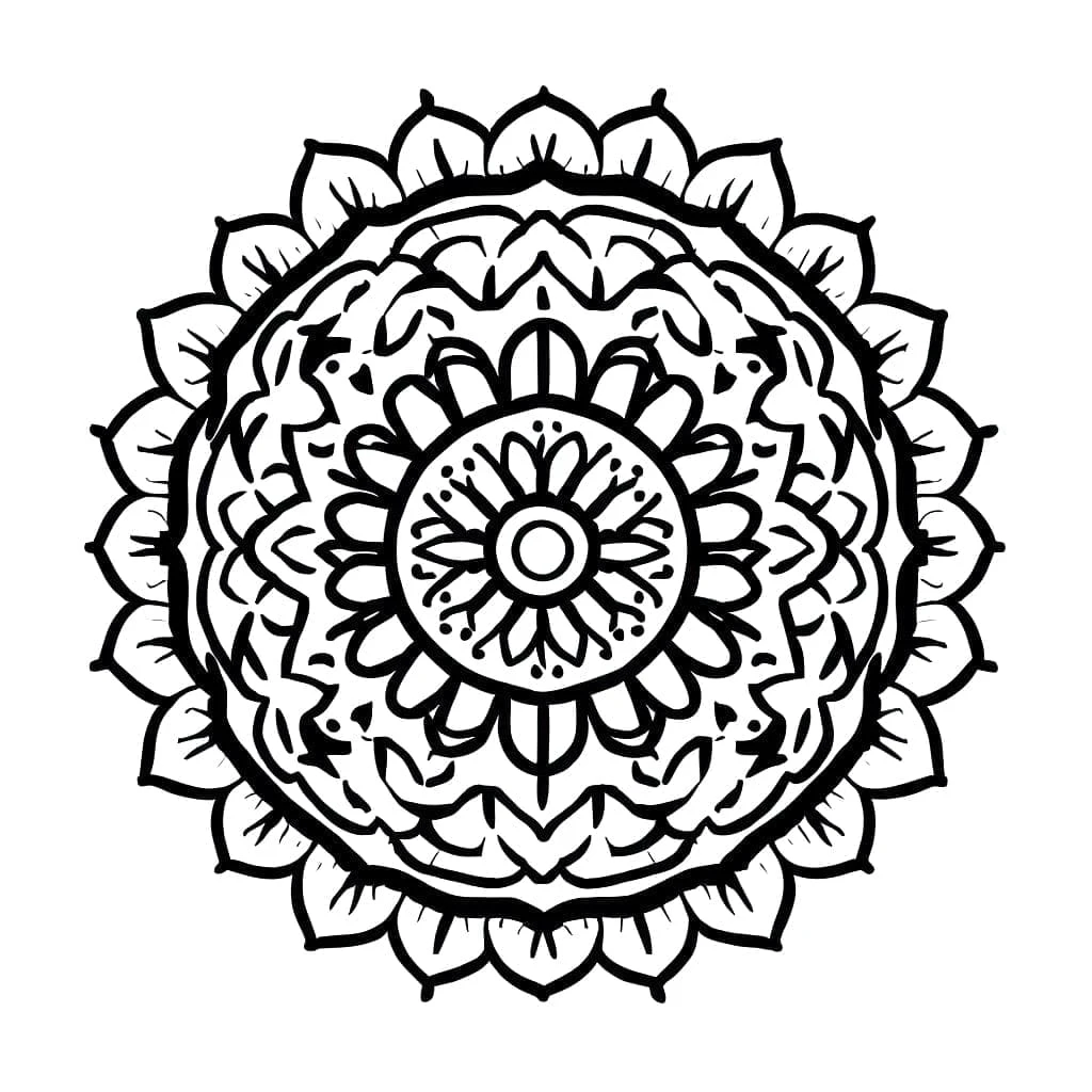 Basit Mandala boyama sayfası – kolay boyama, eğitici aktivite