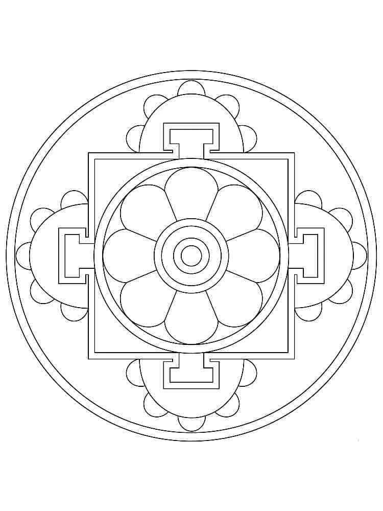 Basit Mandala boyama sayfası – keyifli zaman, renkli çizimler