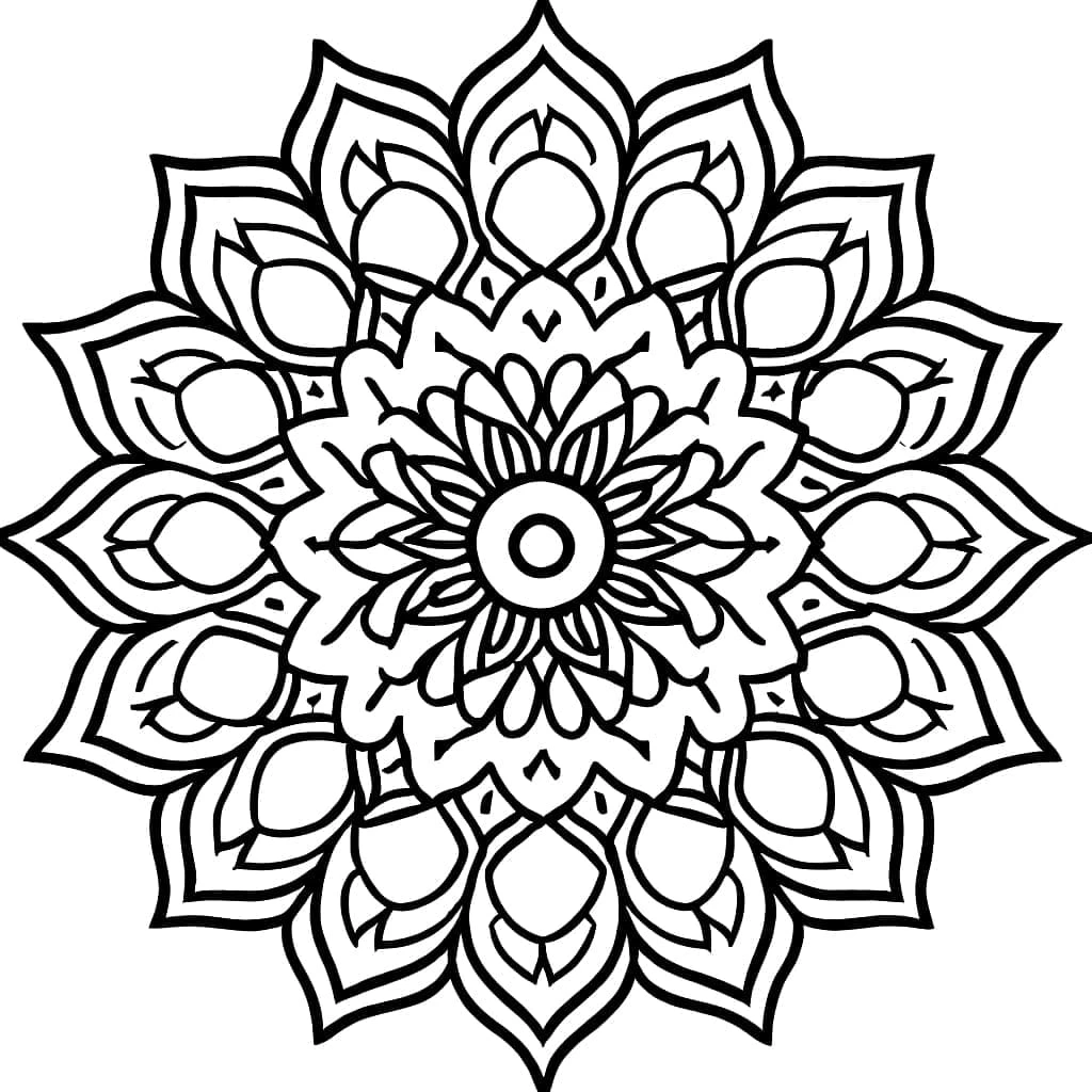 Basit Mandala boyama sayfası – boyama çalışması, yaratıcılığı geliştirir