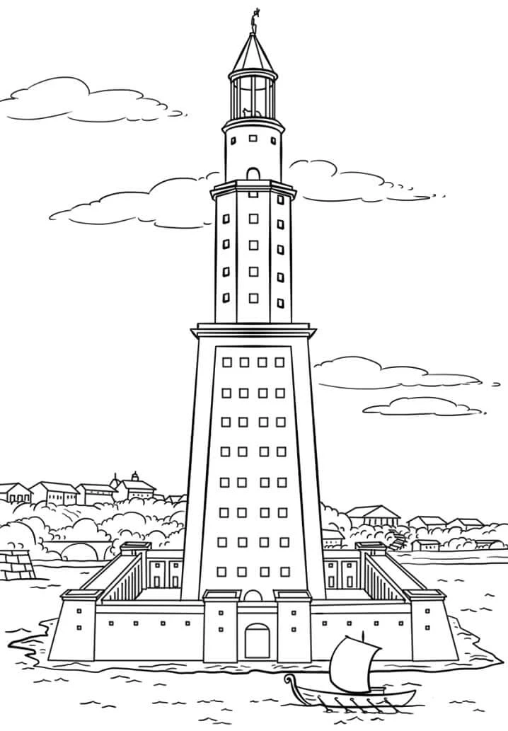 Deniz Feneri boyama sayfası – boyama çalışması, yaratıcılığı geliştirir