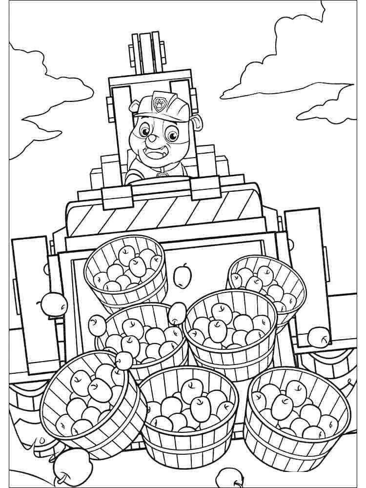 Rubble Paw Patrol boyama sayfası – çocuk aktivitesi, PDF indir