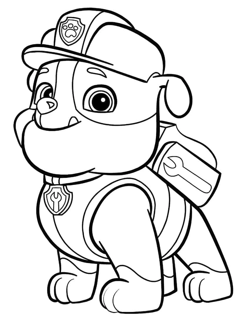 Rubble Paw Patrol boyama sayfası – basit çizim, kolay boyama