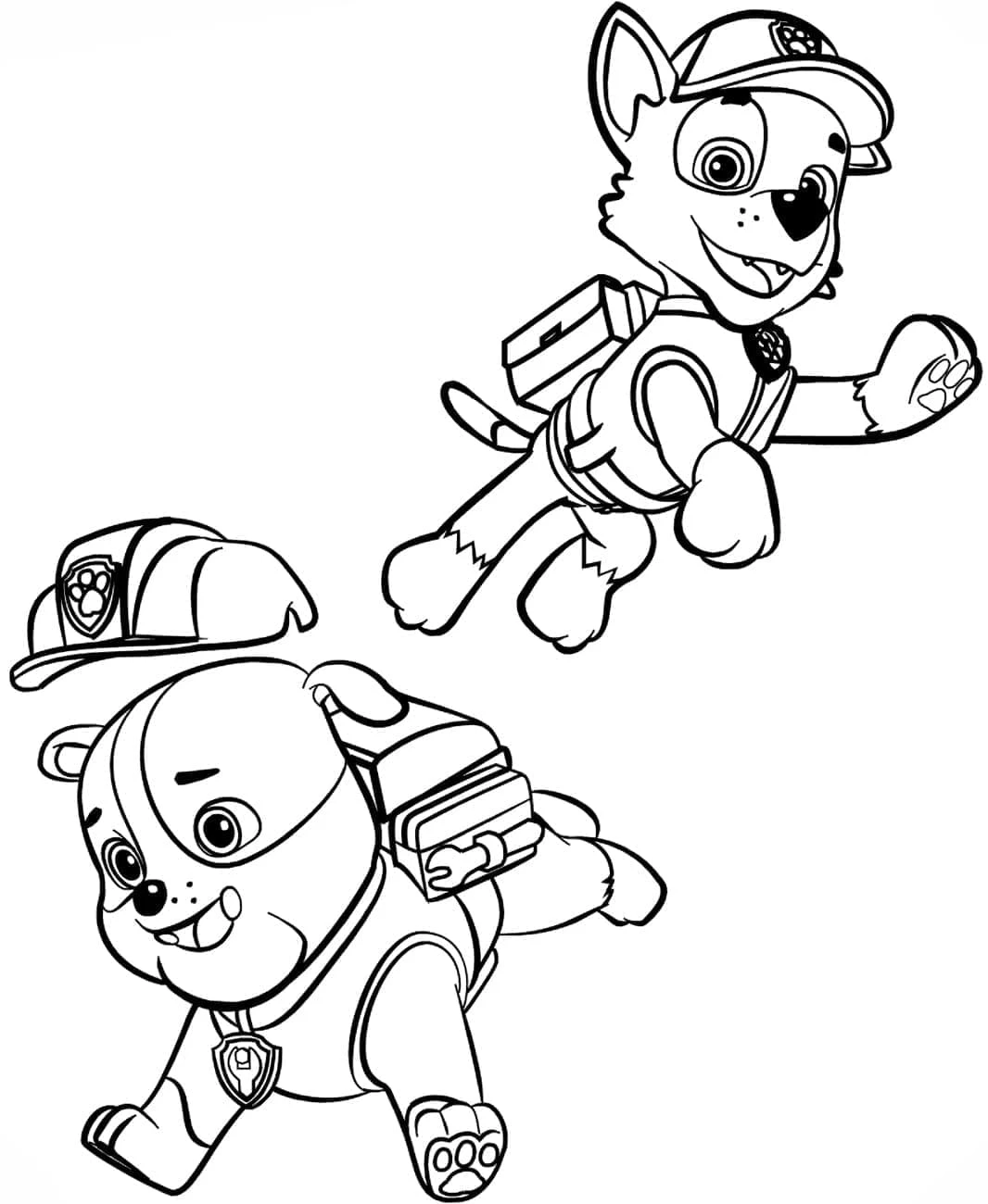 Rubble Paw Patrol boyama sayfası – renkli çizimler, okul öncesi