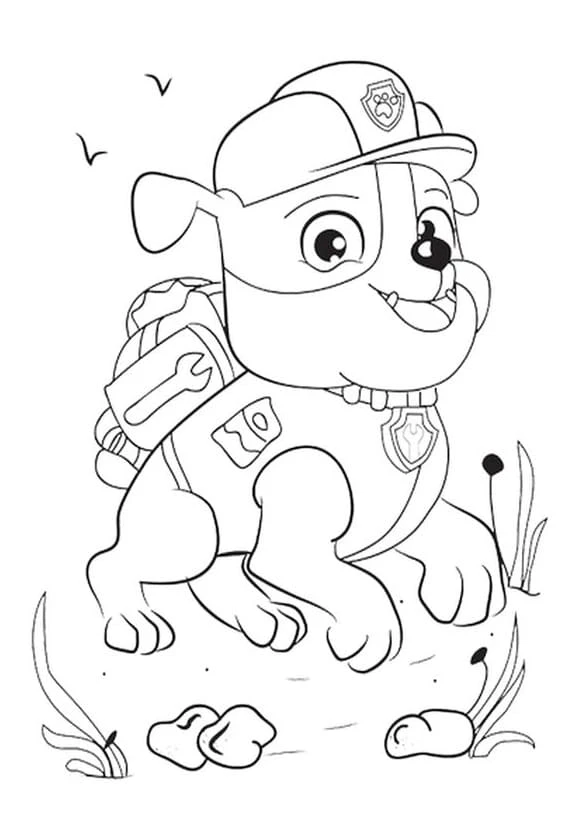 Rubble Paw Patrol boyama sayfası – kolay boyama, eğitici aktivite