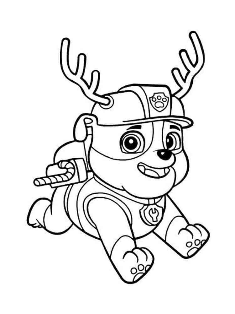 Rubble Paw Patrol boyama sayfası – okul öncesi, evde etkinlik