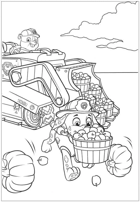 Rubble Paw Patrol boyama sayfası – boyama etkinliği, çocuk aktivitesi