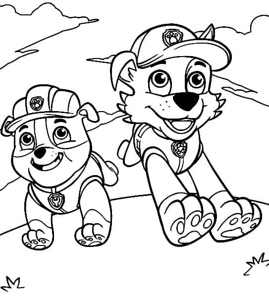 Rubble Paw Patrol boyama sayfası – sevimli karakter, sanatsal çalışma