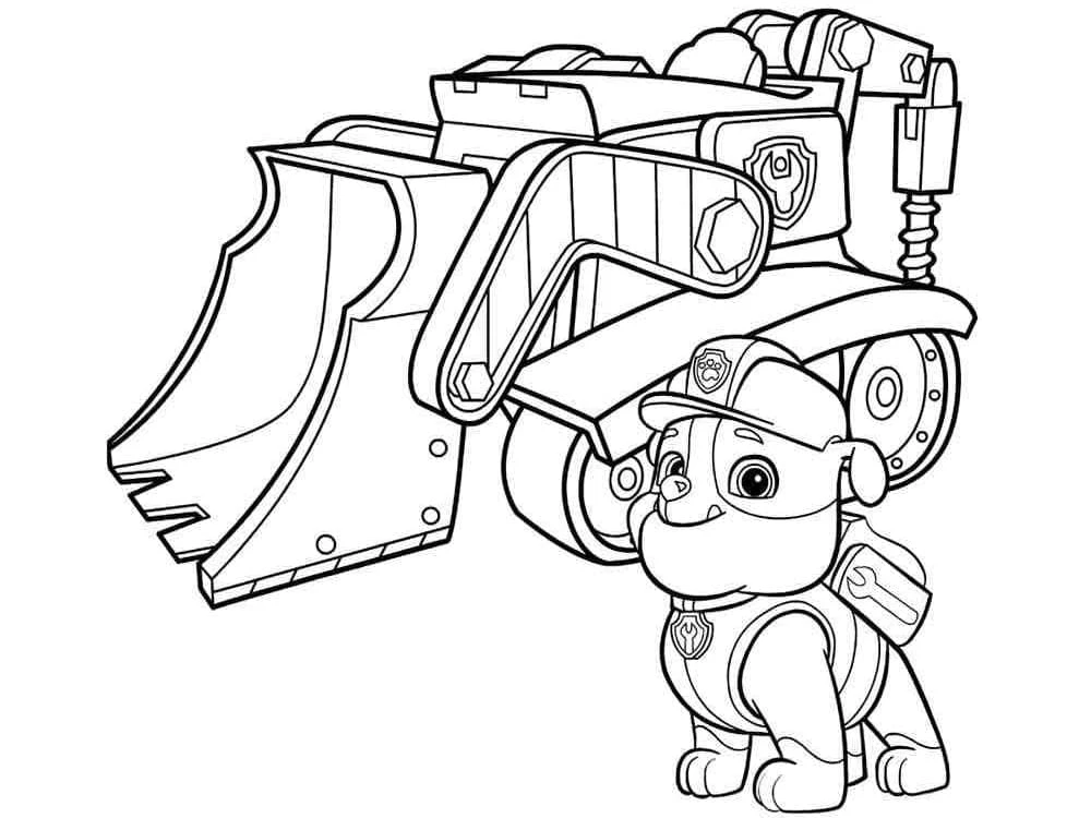 Rubble Paw Patrol boyama sayfası – keyifli zaman, renkli çizimler
