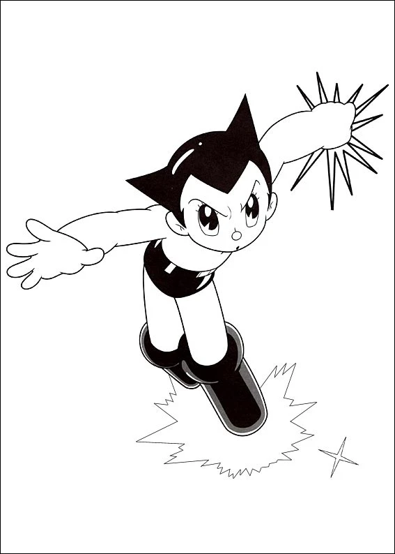 Astro Boy boyama sayfası – çocuk aktivitesi, PDF indir