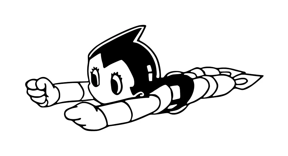 Astro Boy boyama sayfası – basit çizim, kolay boyama