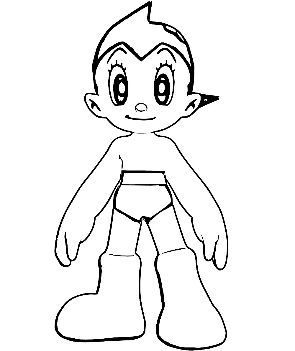 Astro Boy boyama sayfası – renkli çizimler, okul öncesi