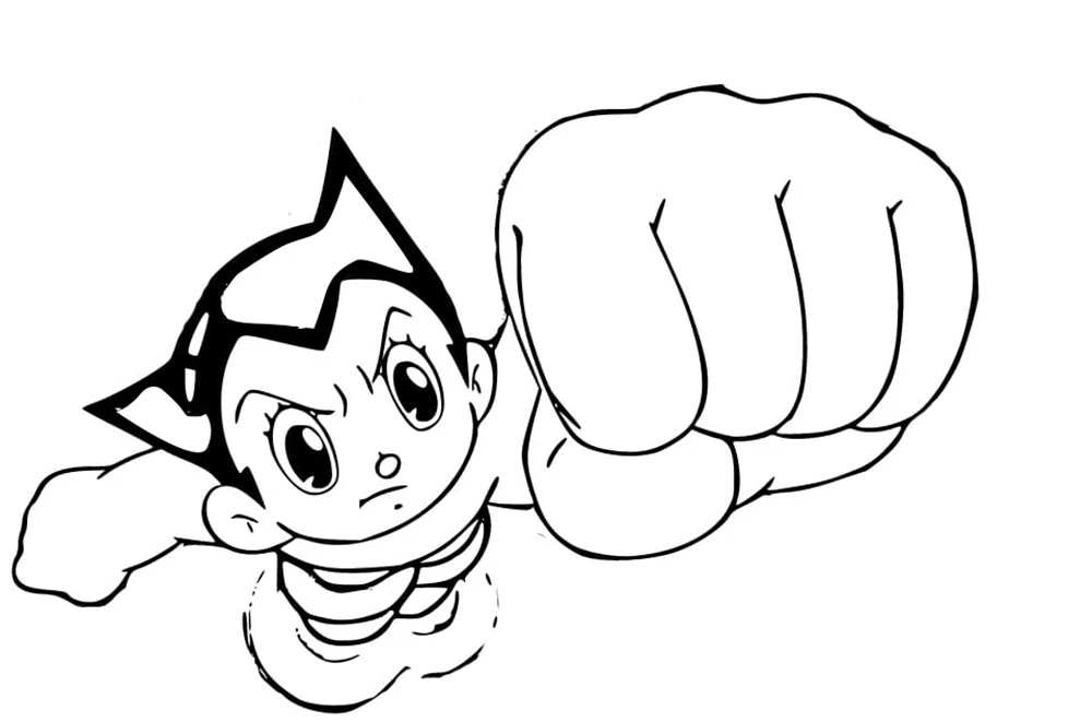 Astro Boy boyama sayfası – PDF indir, sevimli karakter
