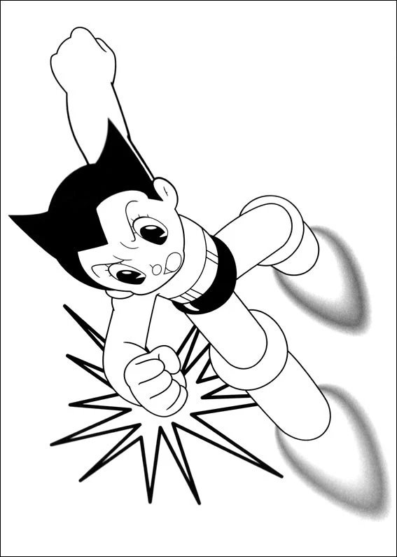 Astro Boy boyama sayfası – kolay boyama, eğitici aktivite