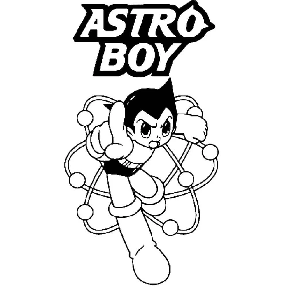 Astro Boy boyama sayfası – sevimli karakter, sanatsal çalışma