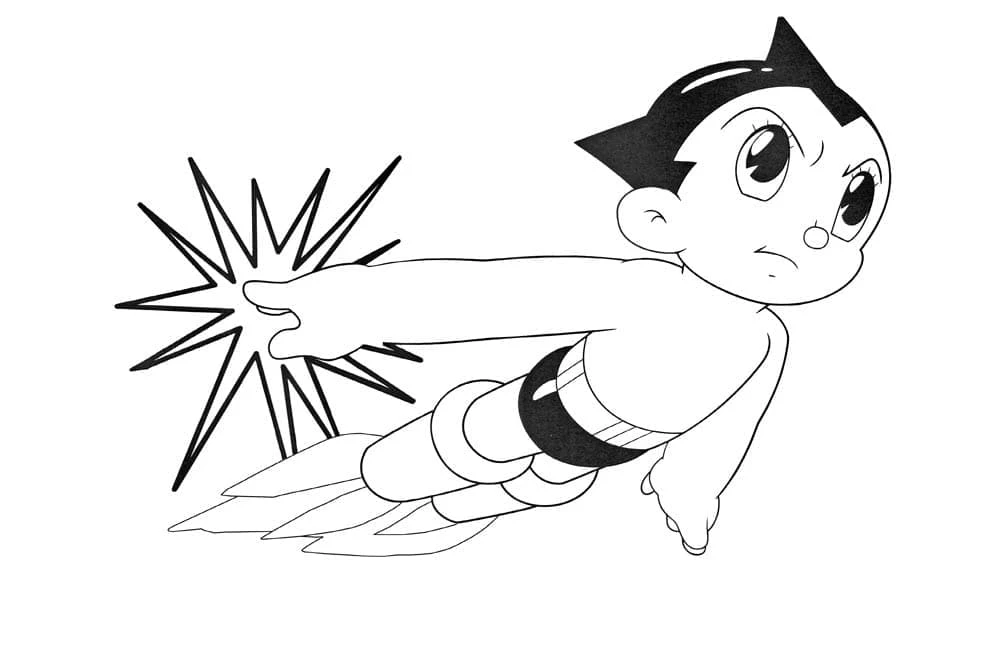 Astro Boy boyama sayfası – eğitici aktivite, yaratıcılık