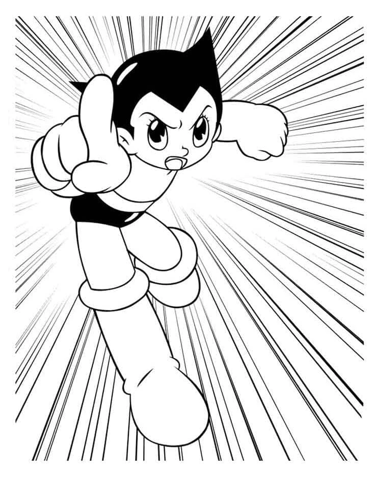 Astro Boy boyama sayfası – keyifli zaman, renkli çizimler