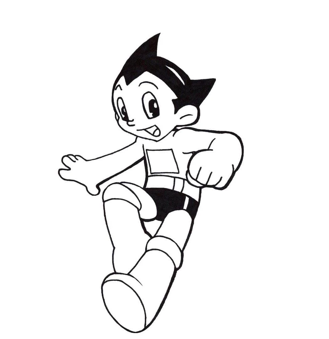 Astro Boy boyama sayfası – çocuk aktivitesi, PDF indir