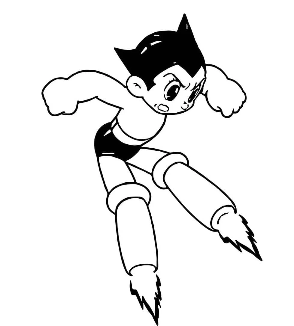 Astro Boy boyama sayfası – basit çizim, kolay boyama