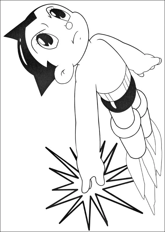 Astro Boy boyama sayfası – renkli çizimler, okul öncesi