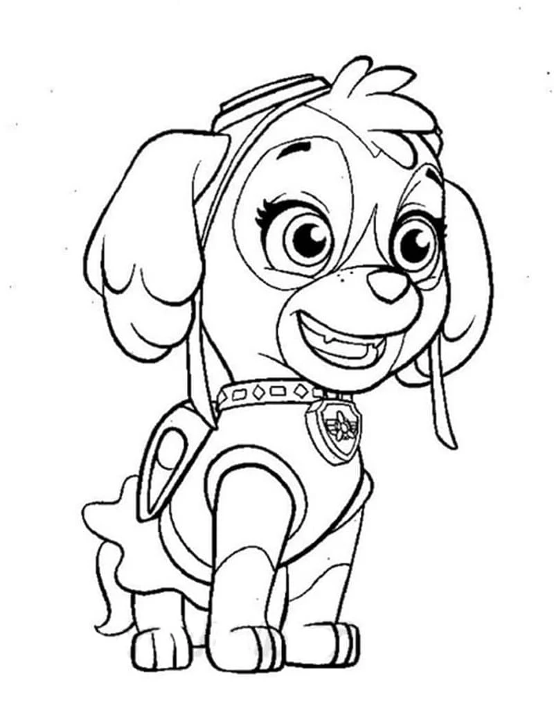 Skye Paw Patrol boyama sayfası – yaratıcılığı geliştirir, keyifli zaman