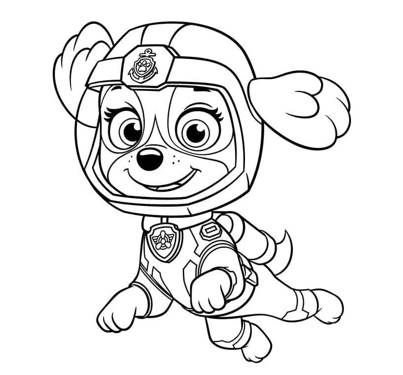 Skye Paw Patrol boyama sayfası – çizgi film temalı, basit çizim