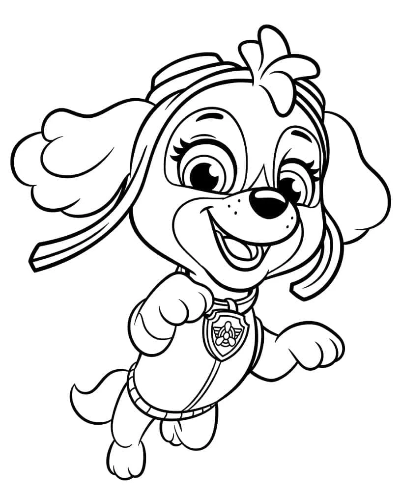 Skye Paw Patrol boyama sayfası – keyifli zaman, renkli çizimler