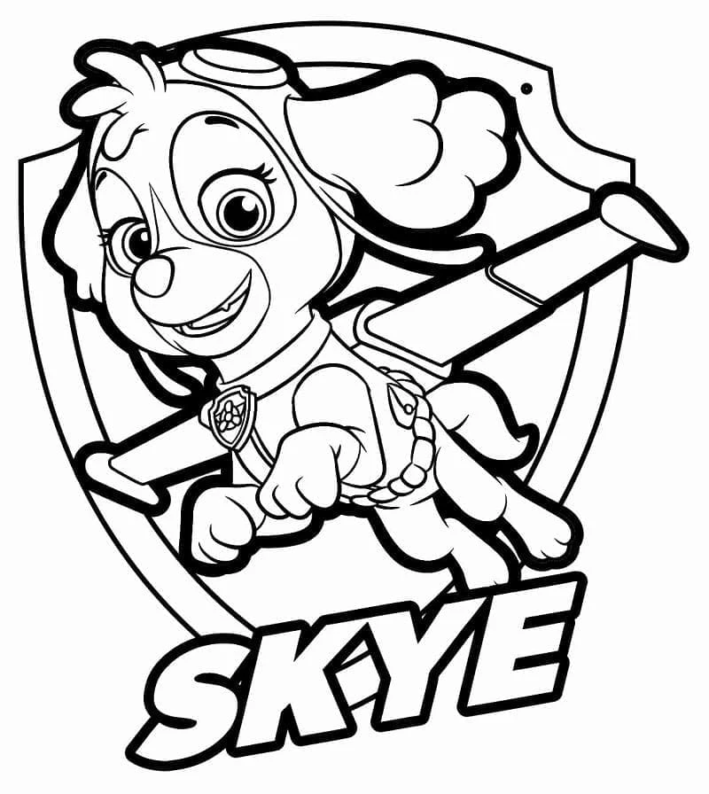 Skye Paw Patrol boyama sayfası – PDF indir, sevimli karakter