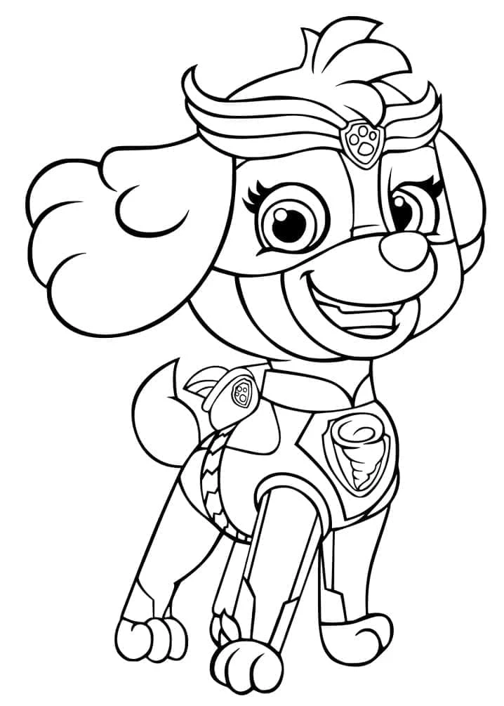 Skye Paw Patrol boyama sayfası – çocuklar için, çizgi film temalı