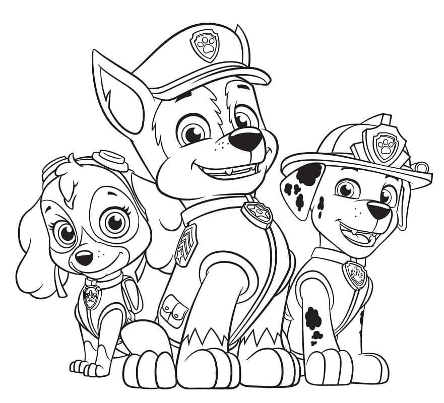 Skye Paw Patrol boyama sayfası – sevimli karakter, sanatsal çalışma
