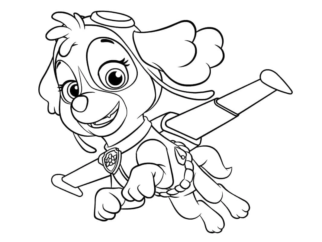 Skye Paw Patrol boyama sayfası – el becerilerini geliştirir, boyama çalışması