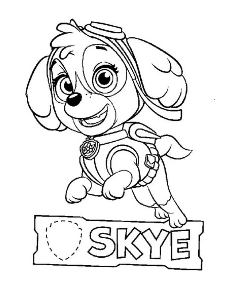 Skye Paw Patrol boyama sayfası – keyifli zaman, renkli çizimler