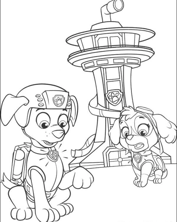 Skye Paw Patrol boyama sayfası – sanatsal çalışma, çocuklar için