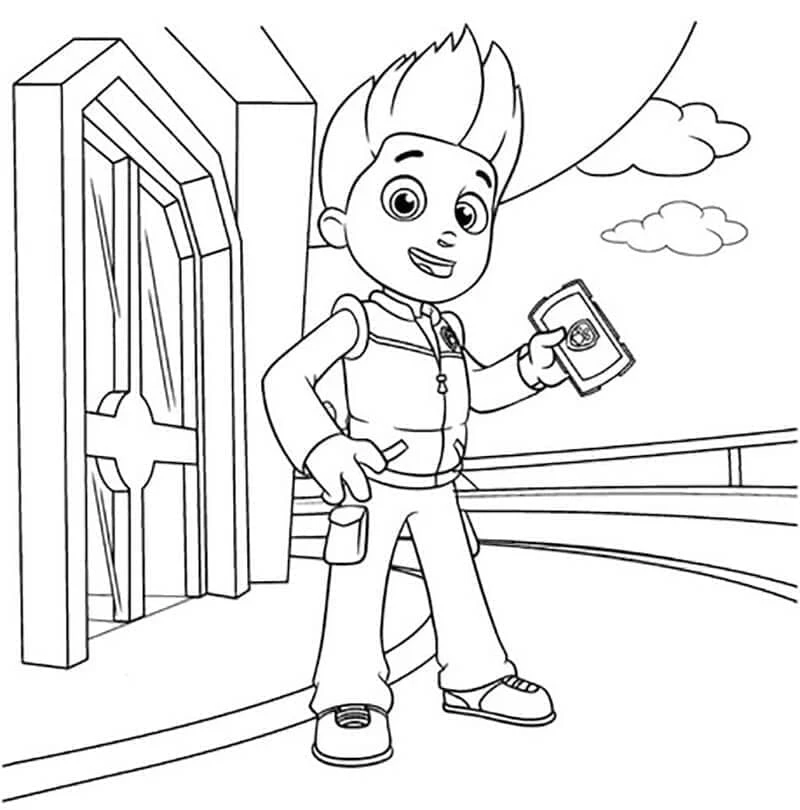 Ryder Paw Patrol boyama sayfası – renkli çizimler, okul öncesi